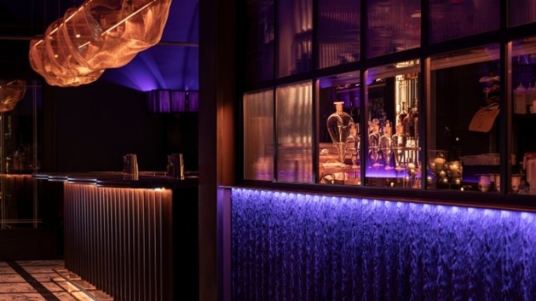 A cocktail bar with a visible lab