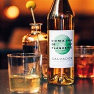 A bottle of Domaine de la Flaguerie Calvados